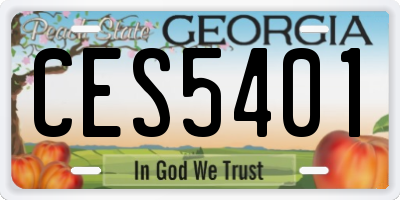 GA license plate CES5401