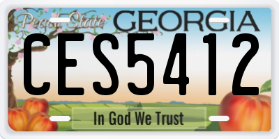 GA license plate CES5412