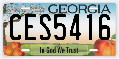 GA license plate CES5416
