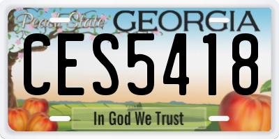 GA license plate CES5418