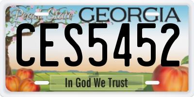 GA license plate CES5452