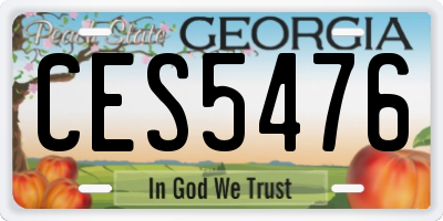 GA license plate CES5476