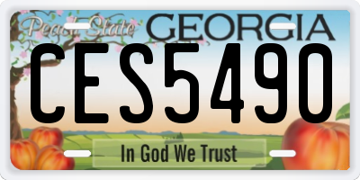 GA license plate CES5490