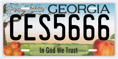 GA license plate CES5666