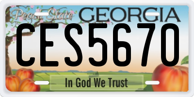 GA license plate CES5670