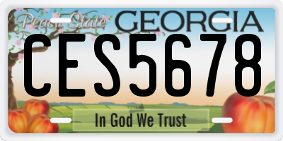 GA license plate CES5678