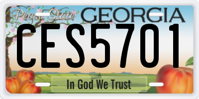 GA license plate CES5701