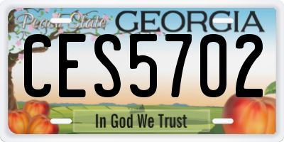 GA license plate CES5702
