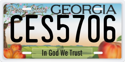 GA license plate CES5706