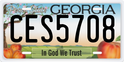 GA license plate CES5708
