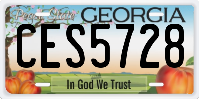 GA license plate CES5728