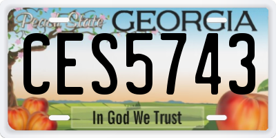 GA license plate CES5743