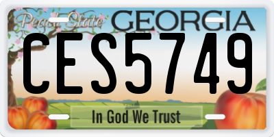 GA license plate CES5749