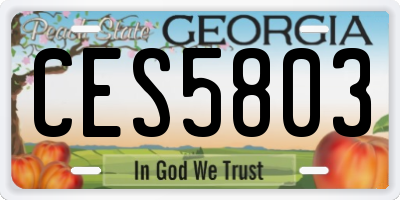 GA license plate CES5803