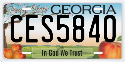 GA license plate CES5840