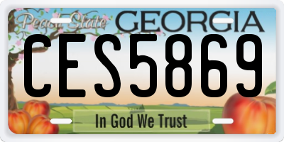 GA license plate CES5869