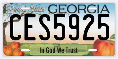 GA license plate CES5925