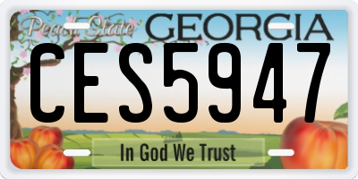 GA license plate CES5947