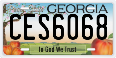GA license plate CES6068