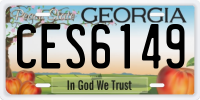 GA license plate CES6149