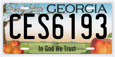 GA license plate CES6193