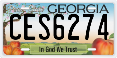 GA license plate CES6274