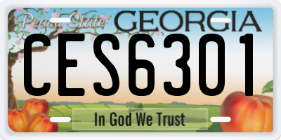 GA license plate CES6301