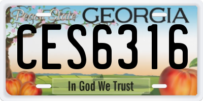 GA license plate CES6316