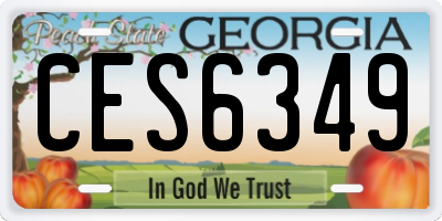 GA license plate CES6349