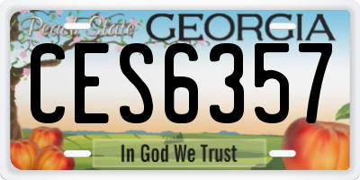 GA license plate CES6357
