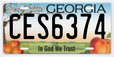GA license plate CES6374