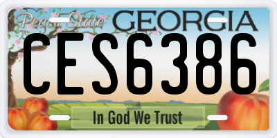 GA license plate CES6386