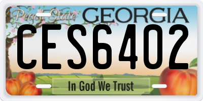 GA license plate CES6402