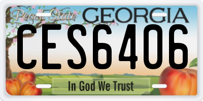 GA license plate CES6406