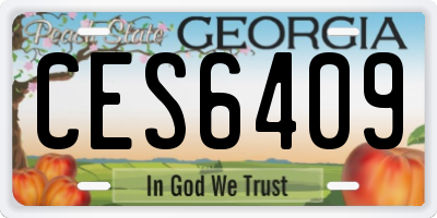 GA license plate CES6409