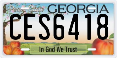 GA license plate CES6418