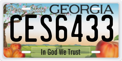 GA license plate CES6433