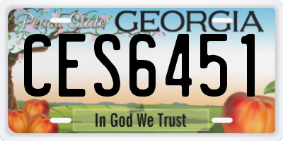 GA license plate CES6451