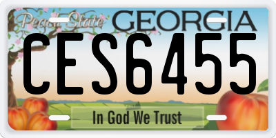 GA license plate CES6455