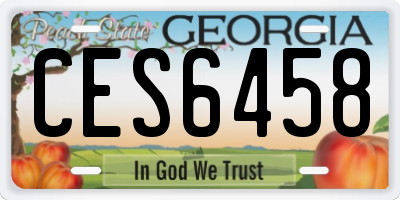 GA license plate CES6458