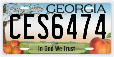 GA license plate CES6474