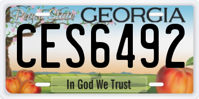 GA license plate CES6492
