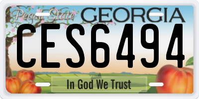 GA license plate CES6494