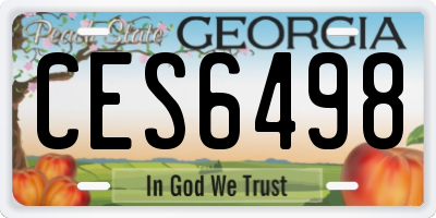 GA license plate CES6498