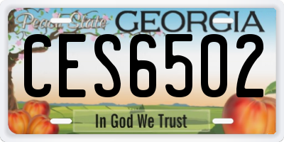 GA license plate CES6502