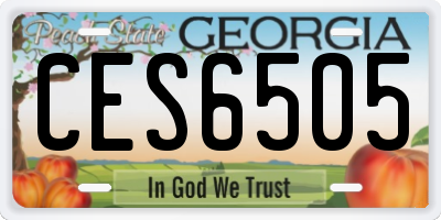 GA license plate CES6505