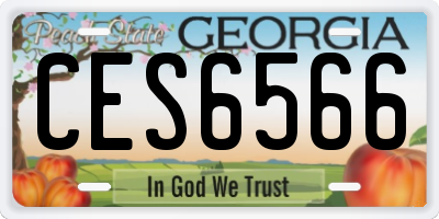 GA license plate CES6566
