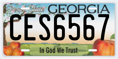 GA license plate CES6567
