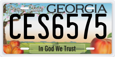 GA license plate CES6575