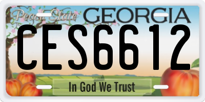 GA license plate CES6612